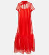 Staud Calluna Ruffle Hem Organza Gown In Red Rose
