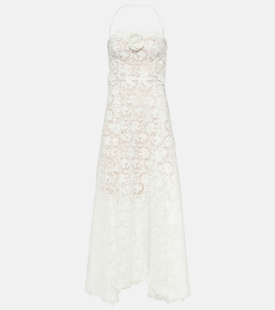 Oscar De La Renta Floral-appliqué Guipure Lace Gown In White