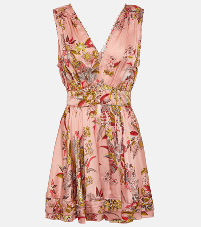 Poupette St Barth Bessie Printed Minidress In Pink Leo Forest