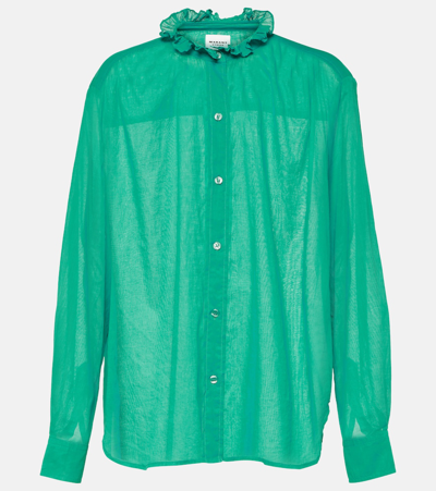 Isabel Marant Étoile Ruffle-trimmed Cotton Shirt In Emerald