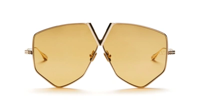 Valentino Hexagon - Light Gold Sunglasses In Gold/amber