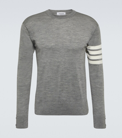 Thom Browne 4-bar Virgin Wool Sweater In Pale Grey