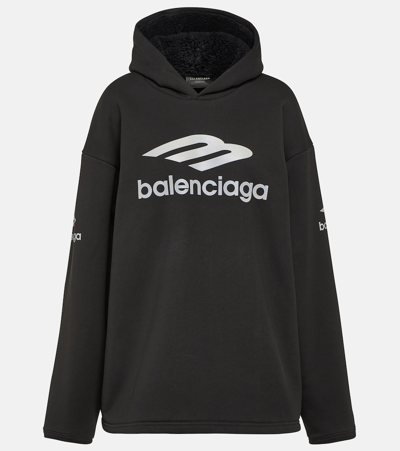 Balenciaga 3b Sports Icon Technical Hoodie In Black
