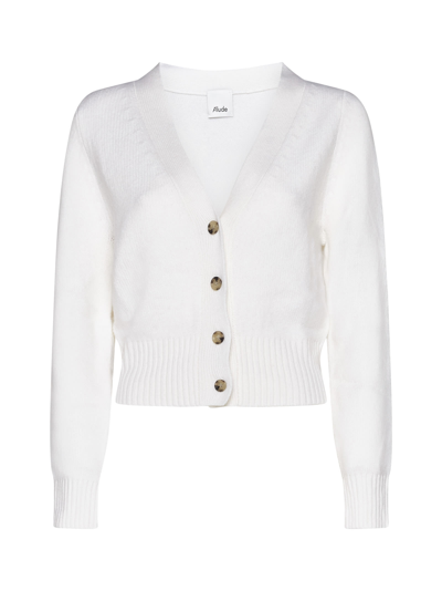 Allude Cashmere Knit Cardigan In White