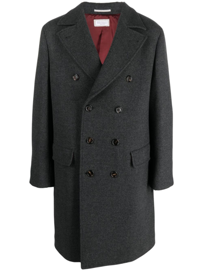 Brunello Cucinelli Cappotto Misto Cashmere Grigio In Grey