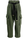 Pinko Paperbag-waist Cargo Trousers In Green