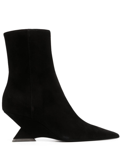 Attico Cheope Suede Ankle Boots In Black