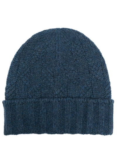 Barba Cable-knit Cashmere Beanie In Blue