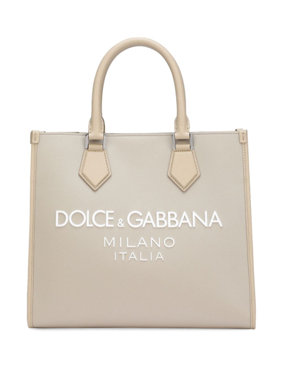 Dolce & Gabbana Large Logo-embossed Tote Bag In Black