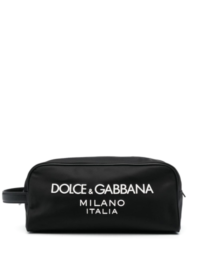 Dolce & Gabbana Trousse Da Bagno Nero Con Stampa In Black