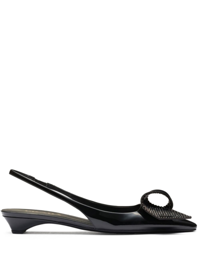 Prada 25mm Appliqué-detail Leather Pumps In Black