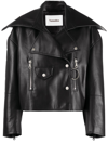 Nanushka Black Cinch Faux-leather Jacket In Black