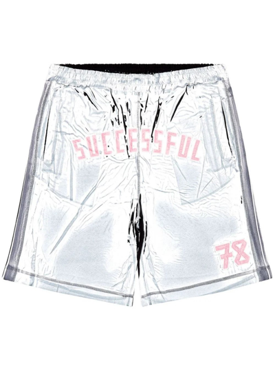 Diesel Sweat Shorts With Shadowy Overprint In Black
