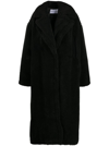 Stand Studio Maria Oversized Faux-shearling Coat In Black