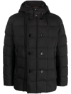 Fay Detachable-hood Zipped Padded Jacket In Black