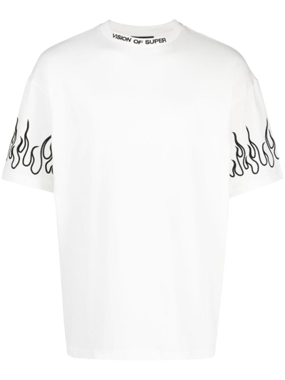 Vision Of Super Logo-embroidered Cotton T-shirt In White