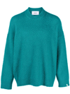 Bonsai Crewneck Textured Oversized Knit Sweater In Blue