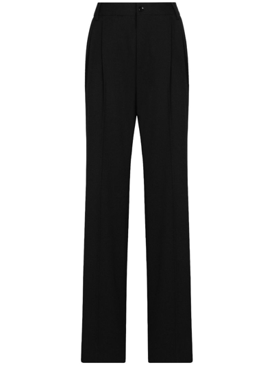 Dolce & Gabbana High-waisted Trousers With Box-pleat In Black