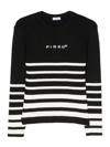 Pinko Ribbed-knit Striped Top In Black