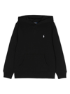 Polo Ralph Lauren Logo-embroidered Cotton-blend Hoodie In Black