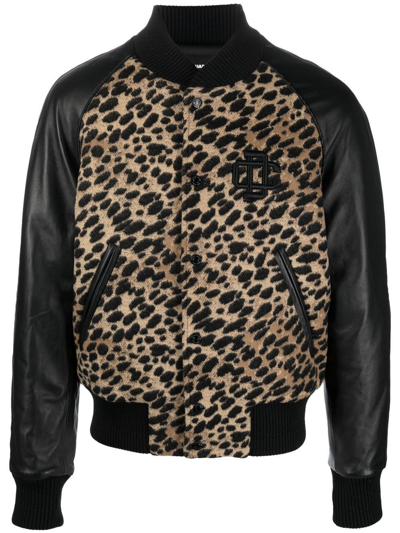 Dsquared2 Leopard-print Bomber Jacket In Brown