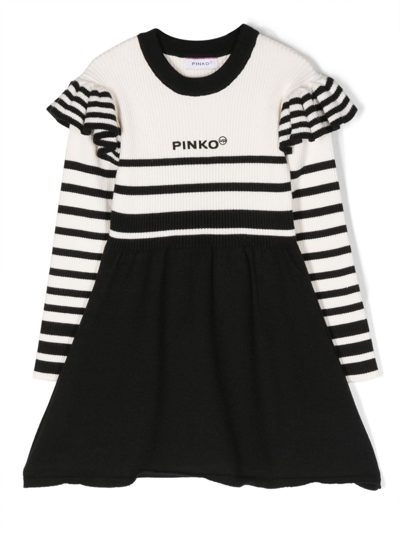 Pinko Kids' Striped Pleated Minidress In White