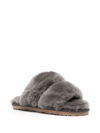 Mou Gray Criss-cross Shearling Slippers In Gray