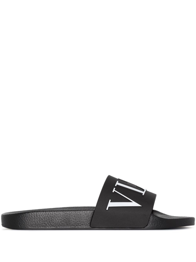 Valentino Garavani Slides Gomma Nero In Black