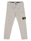 Stone Island Pantaloni Dritti Con Applicazione Compass In Gray