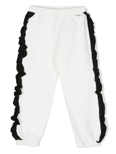 Twinset Kids' Ruffled Track Trousers In White