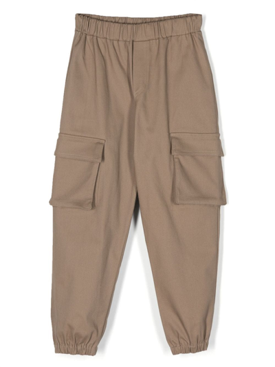 Douuod Kids' Cargo-pocket Cotton Trousers In Brown