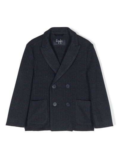 Il Gufo Kids' Double-breasting Striped Blazer In Blue