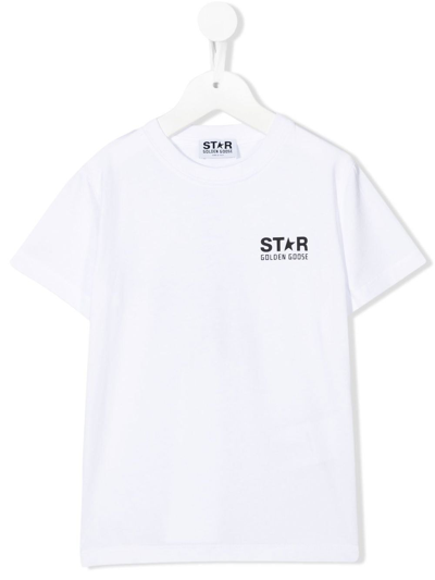 Golden Goose Kids' Star 棉质t恤 In White