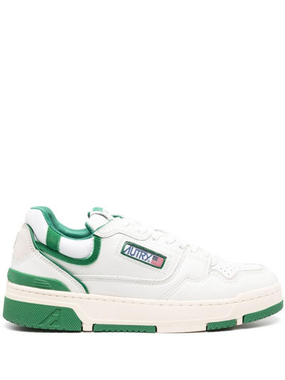 Autry Sneakers Pelle Di Vitello Bianco E Verde In White