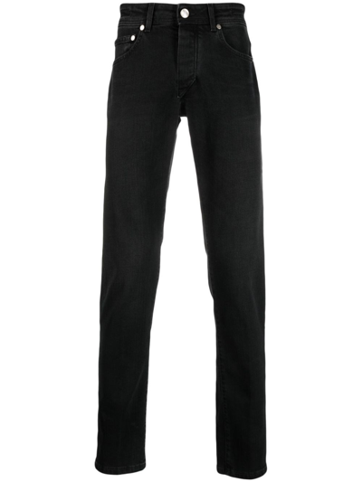 Barba Logo-patch Cotton-blend Slim Jeans In Black