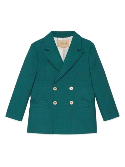 Gucci Kids' Mini Square G-check Wool Jacket In Blue
