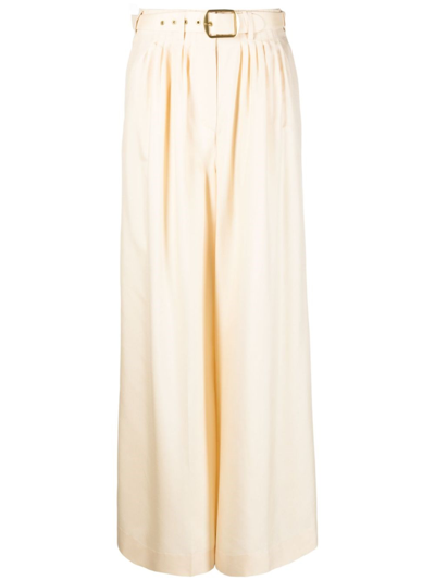 Zimmermann Beige Silk Trousers In White