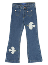 Mini Rodini Girls Blue Denim Dove Flared Jeans In Blue