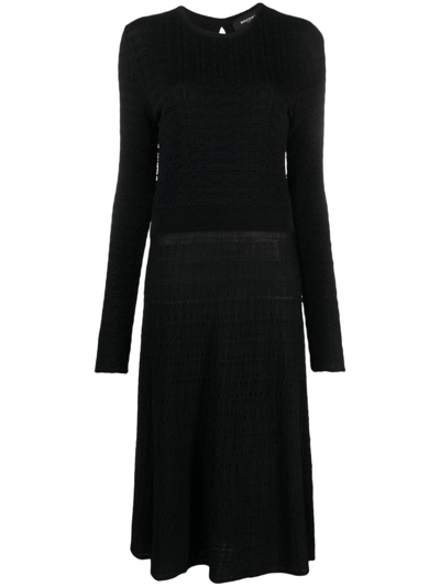 Rochas Long-sleeve Midi Dress In Black