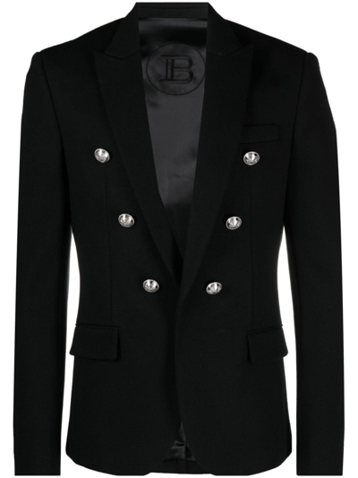 Balmain Flannel Blazer In Black