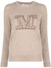 Max Mara Pamir Crewneck Logo Sweater In Brown