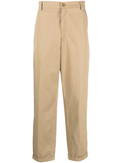 Kenzo Beige Cotton Fabric Trousers In Neutrals