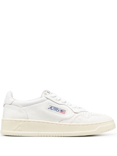 Autry Sneakers Medalist Low In Pelle Bianco Argento In White