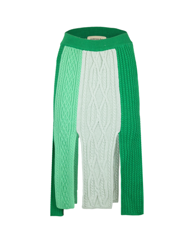 Andersson Bell Slit-detail Panelled Skirt In Green