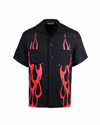 VISION OF SUPER BOWLING SHIRT WITH RED FLAMES