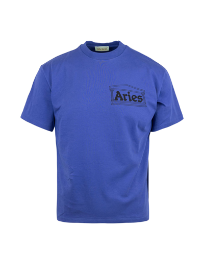 Aries Temple Ss T-shirt In Nvy