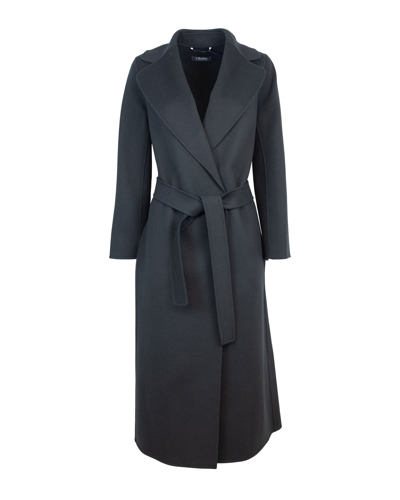 's Max Mara "poldo" Black Coat In Virgin Wool In 013black