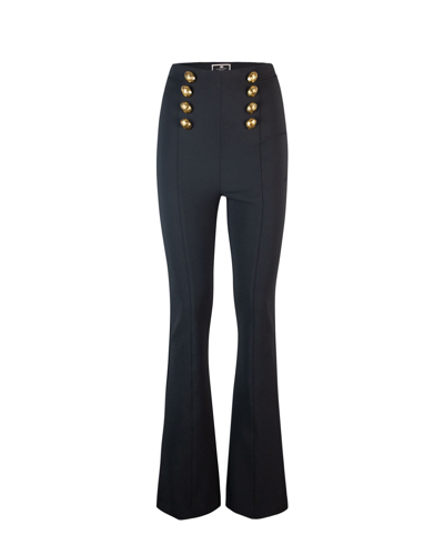 Elisabetta Franchi Double-breasted Flared Trousers In 110nero