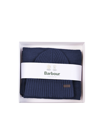 Barbour Gift Set "crimdon" Hat And Blue Scarf In Ny31navy