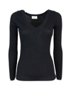 P.A.R.O.S.H BLACK RIBBED WOOL SWEATER WITH V-NECK